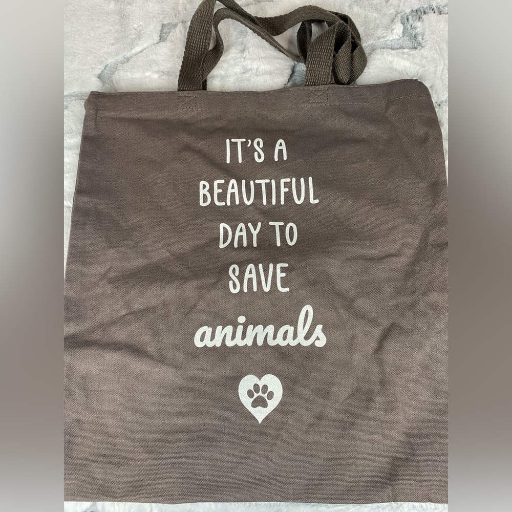 It’s a Beautiful day to Save Animals cotton tote bag!